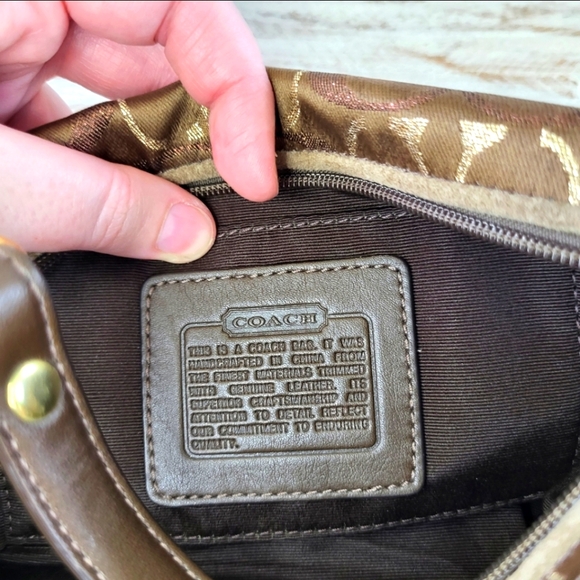 Coach Satchel Brown Metallic Vintage Signature Handbag Y2K - Picture 7 of 12